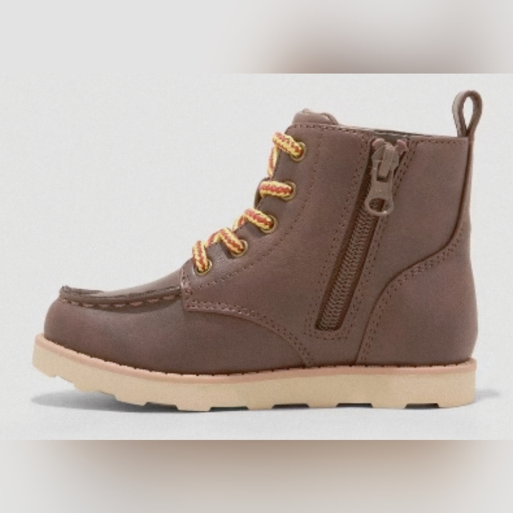 Cat & Jack Brown Side-Zip Lace-Up Kids Boot